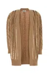 Max Mara Camel Wool Blend Mirco Cardigan In Brown