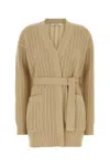 Max Mara Cardigan Belted Waist Wool Blend In Brown