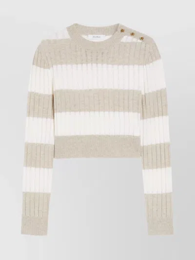 Max Mara Knitwear Crop Sweater Striped Pattern In Multicolour