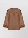 Max Mara Knitwear Hooded Cardigan With Button And Ribbed Hem In Brown