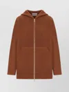 Max Mara Knitwear Hoodie With Long Sleeves And Pockets In Brown