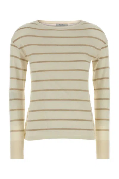 Max Mara Embroidered Cashmere Blend Tabella Sweater In Neutral