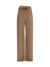 Max Mara Beige Fleece Wool Casual Pants In Brown