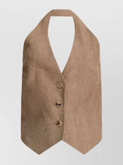 Max Mara Knitwear With Button Detailing And Halterneck