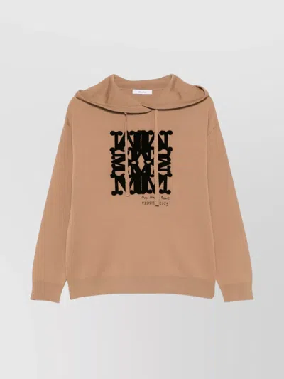 Max Mara Knitwear With Drawstring Hood And Ribbed Finish In Brown