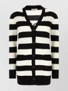 Max Mara Knitwear With Striped Pattern And V-neckline In Black