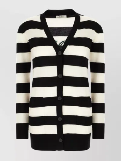 MAX MARA KNITWEAR WITH STRIPED PATTERN AND V-NECKLINE