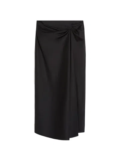 Max Mara Midi Skirt Draped Detail Design In Black