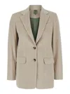 Max Mara 'kuban' Beige Single-breasted Jacket With Notched Revers In Cotton Blend Woman In Multicolor