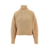 Max Mara L And Cashmere Half-zip Sweater In Nude