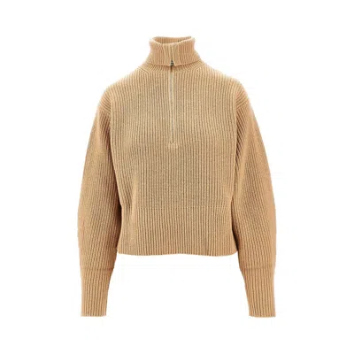 Max Mara L And Cashmere Half-zip Sweater In Nude