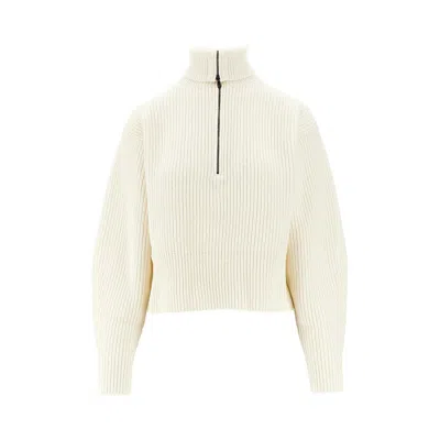 Max Mara L And Cashmere Half-zip Sweater In White