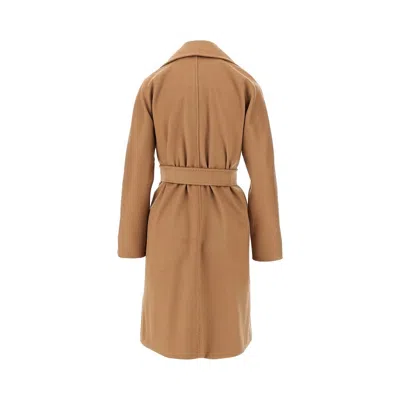 Max Mara L Drap Wrap Coat In Brown