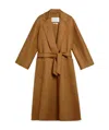 Max Mara Belted Waist Camel Coat With Detachable Belt In Brown