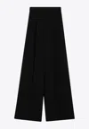 Max Mara Long Wide-leg Trousers With Tailored Fit And Side Pockets In Black
