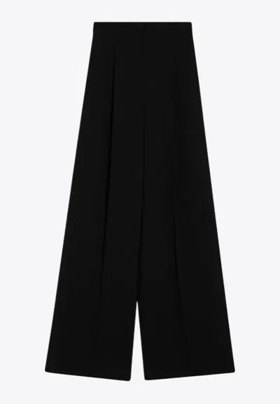 Max Mara Laccato Wide-leg Tailored Pants In Black
