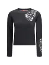 Max Mara Wool Sweater With Lace Inserts In Black