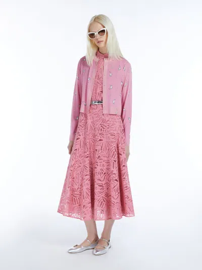 Max Mara Lace Dress With Flounces In Pink