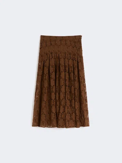 Max Mara Lace Midi Skirt In Brown
