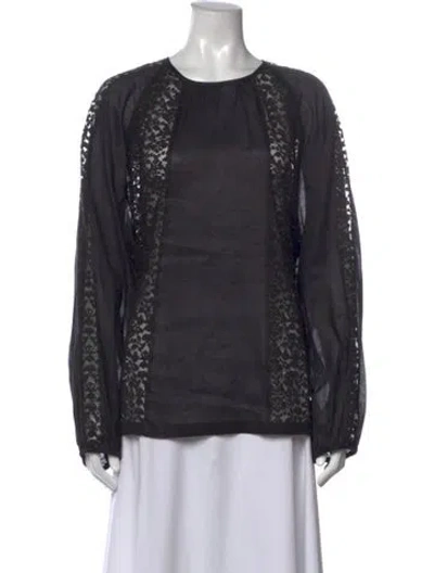Pre-owned Max Mara Lace Pattern Crew Neck Blouse W/ Tags In Grey