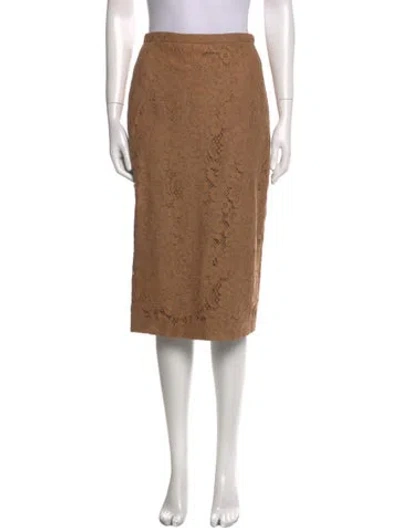 Pre-owned Max Mara Lace Pattern Knee-length Skirt In Brown
