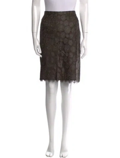 Pre-owned Max Mara Lace Pattern Knee-length Skirt In Brown