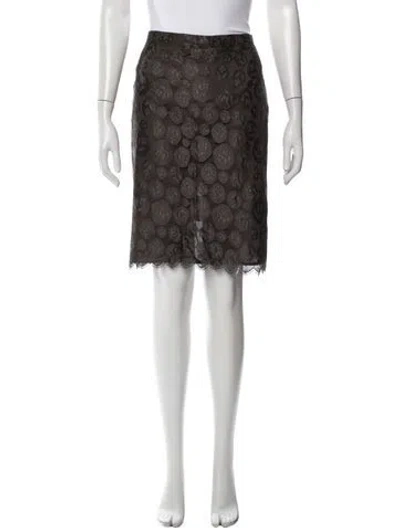 Pre-owned Max Mara Lace Pattern Knee-length Skirt In Brown