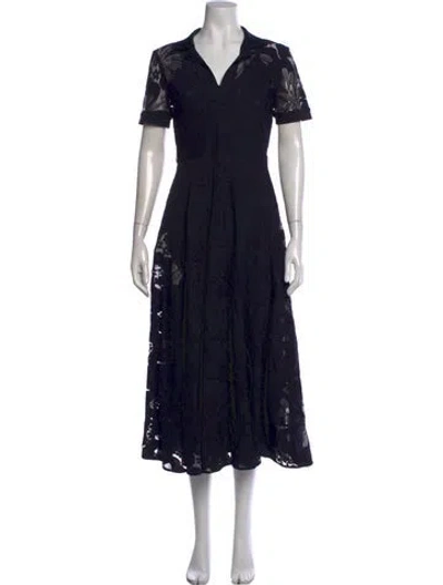 Pre-owned Max Mara Lace Pattern Midi Length Dress In Black