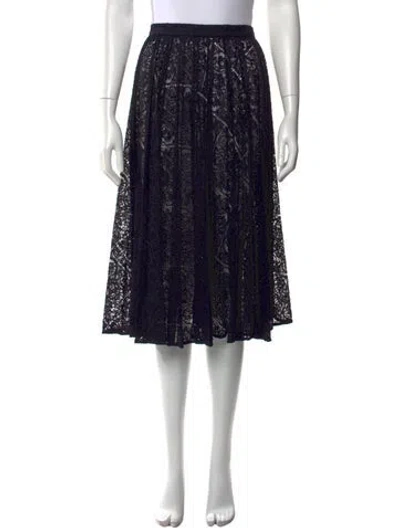 Pre-owned Max Mara Lace Pattern Midi Length Skirt In Black