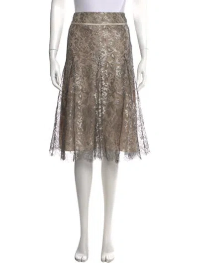 Pre-owned Max Mara Lace Pattern Midi Length Skirt In Black