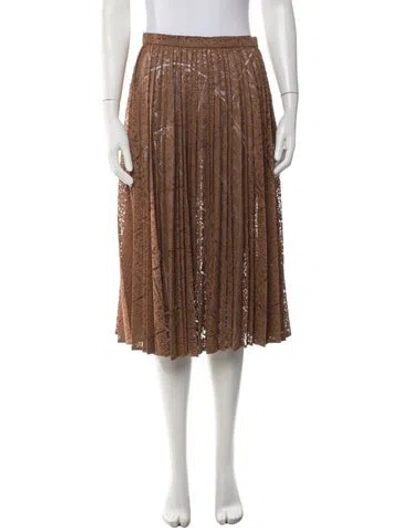 Pre-owned Max Mara Lace Pattern Midi Length Skirt In Brown