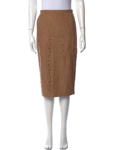 Pre-owned Max Mara Lace Pattern Midi Length Skirt In Neutral
