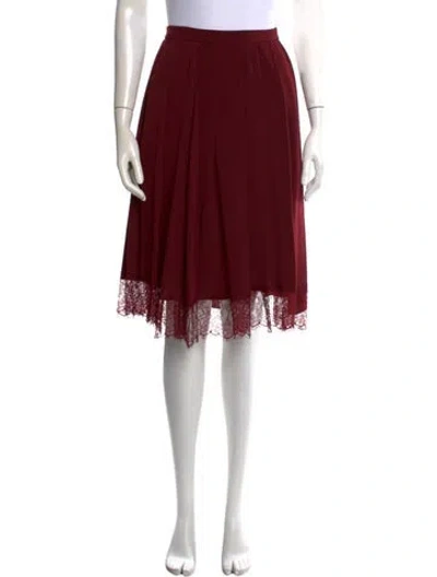 Pre-owned Max Mara Lace Pattern Midi Length Skirt In Red