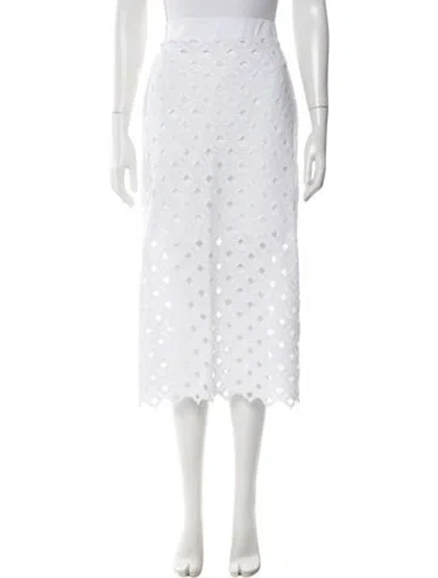 Pre-owned Max Mara Lace Pattern Midi Length Skirt W/ Tags In White