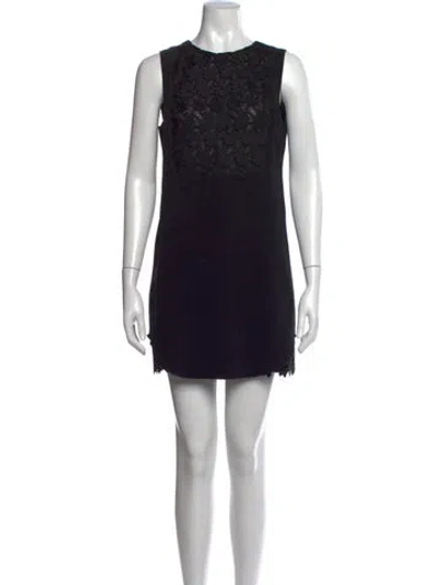 Pre-owned Max Mara Lace Pattern Mini Dress In Blue