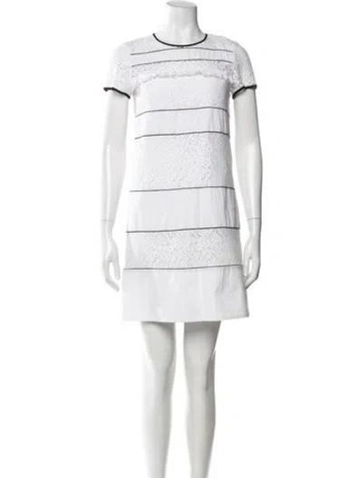 Pre-owned Max Mara Lace Pattern Mini Dress In White