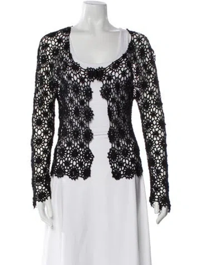 Pre-owned Max Mara Lace Pattern Scoop Neck Blouse In Black