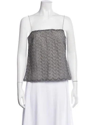 Pre-owned Max Mara Lace Pattern Square Neckline Top In Gray
