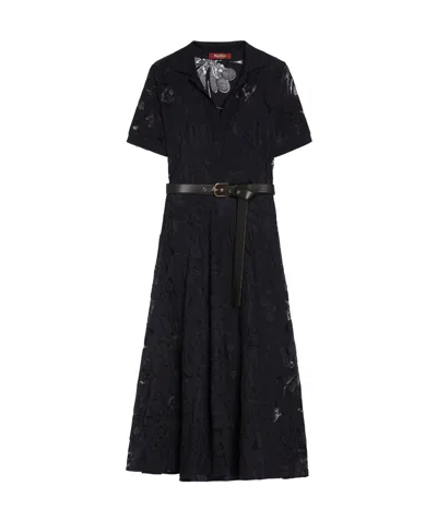 Max Mara Lace Polo Dress In Black