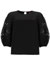 Max Mara T-shirt Con Maniche In Pizzo In Black