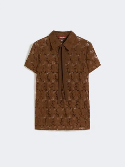 Max Mara Lace T-shirt In Brown