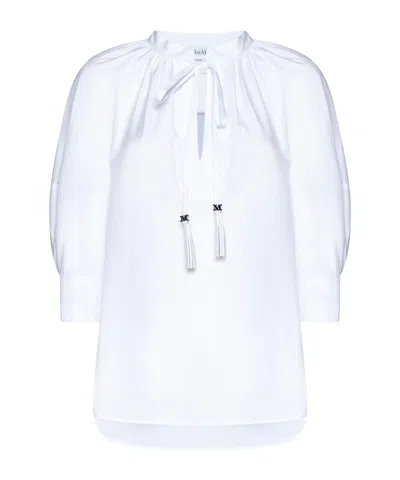 Max Mara Lace-up Blouse In White