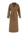 Max Mara Lace-up Cashmere Coat In Brown