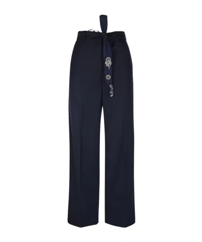 Max Mara Lace Up Casual Pants In Black