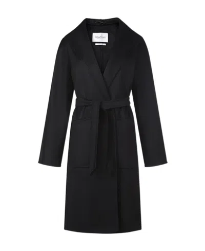 Max Mara Lace-up Coat In Black