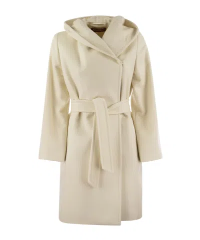 Max Mara Lace-up Hooded Coat In Neutral