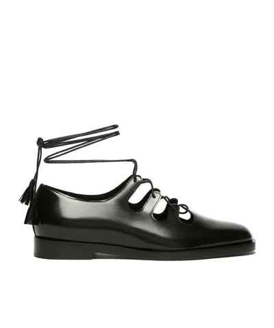 Max Mara Lace-ups In Shiny Leather In Black