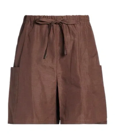 Max Mara Lace-up Bermuda Shorts In Brown
