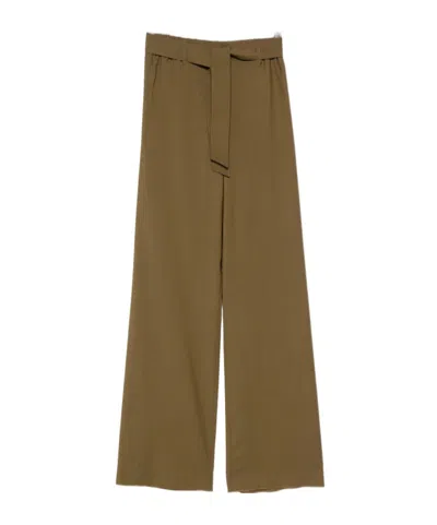 Max Mara Lace-up Casual Pants In Green