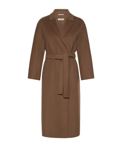 Max Mara Lace-up Coat In Brown